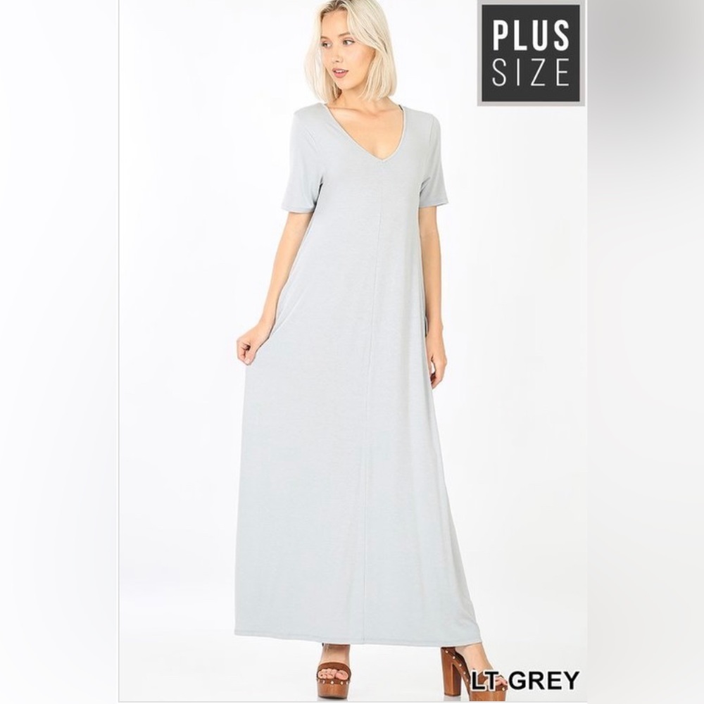 Light Grey Plus size 1X short sleeve Maxi dress.  New with tags.